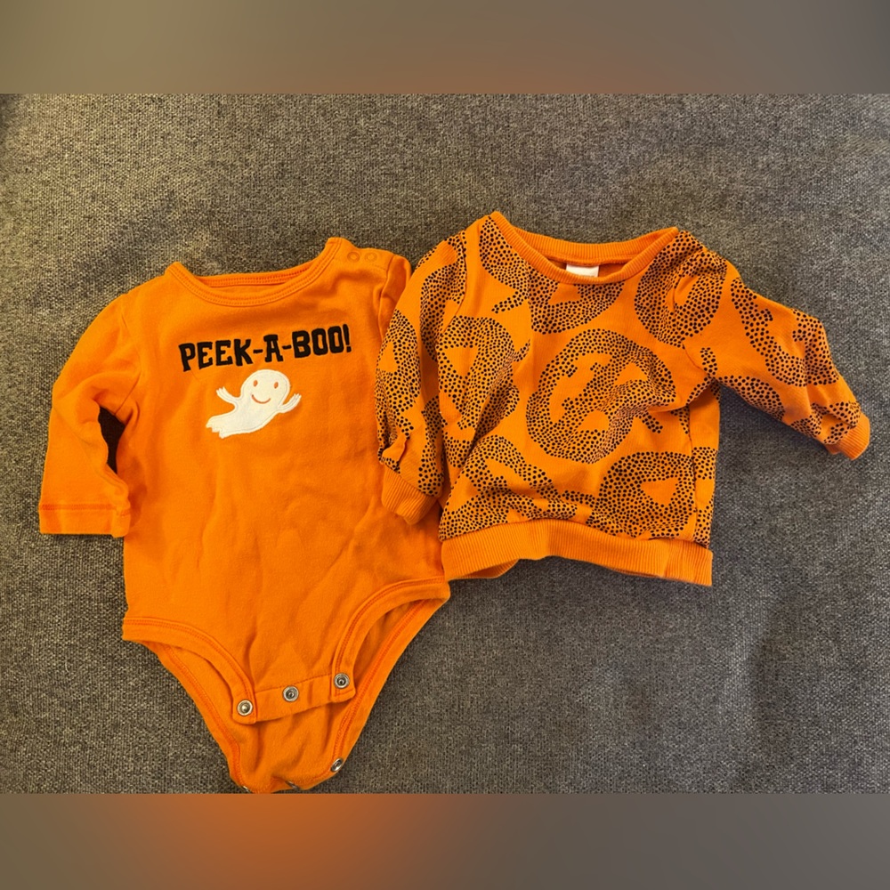 Carters 3m Halloween onesies and sweatshirt